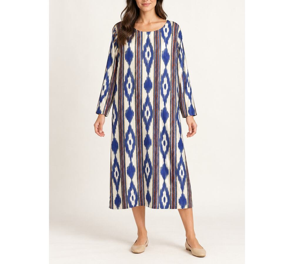 Oliphant Ikat Midi Dress Caftan Kurta Women's Sz. 2XL